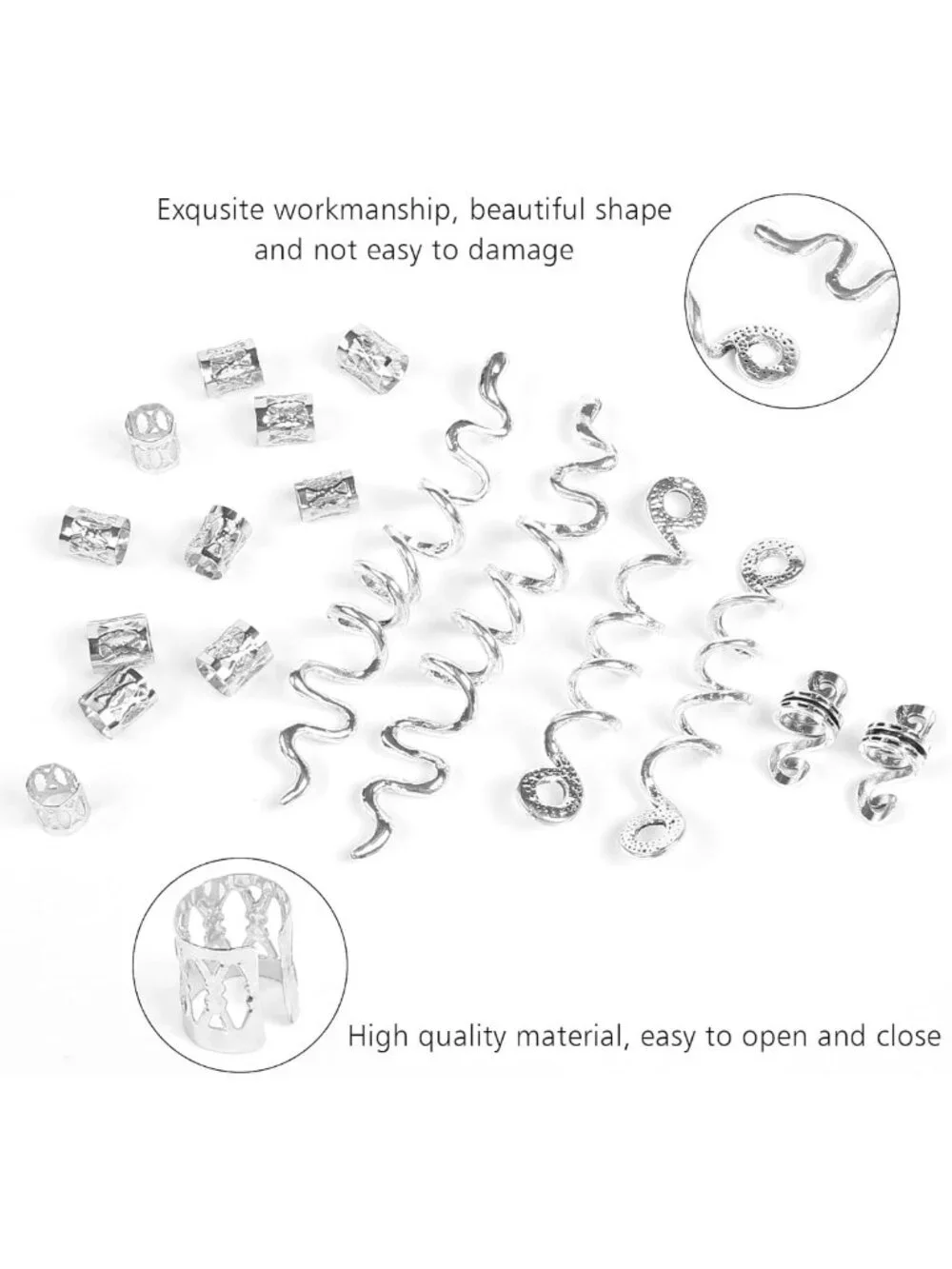 26pcs Gold Hair Accessories Set - Loc Jewelry, Dreadlock Beads & Snake Clips